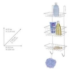 WENKO Etagère De Douche à Suspendre, 3 Paniers De Douche, Revigo, Acier, 22,5x57x18,5 Cm, Brillant - Chromé 11 WENKO Etagère De Douche à Suspendre, 3 Paniers De Douche, Revigo, Acier, 22,5x57x18,5 Cm, Brillant - Chromé -WENKO Soldes 6579954 5