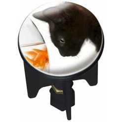 WENKO Bouchon D'évier Pluggy®, Bonde De Lavabo, Chat, Laiton, Ø 3,9x6,5 Cm, Multicolore - Multicolore