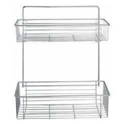 WENKO Etagère Murale Salle De Bain Avesta, 2 Paniers De Douche Fixation Murale, Acier, 32x38x12 Cm, Brillant - Chromé