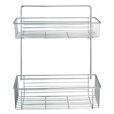WENKO Etagère Murale Salle De Bain Avesta, 2 Paniers De Douche Fixation Murale, Acier, 32x38x12 Cm, Brillant - Chromé 3 WENKO Etagère Murale Salle De Bain Avesta, 2 Paniers De Douche Fixation Murale, Acier, 32x38x12 Cm, Brillant - Chromé