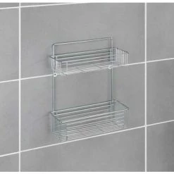 WENKO Etagère Murale Salle De Bain Avesta, 2 Paniers De Douche Fixation Murale, Acier, 32x38x12 Cm, Brillant - Chromé 11 WENKO Etagère Murale Salle De Bain Avesta, 2 Paniers De Douche Fixation Murale, Acier, 32x38x12 Cm, Brillant - Chromé -WENKO Soldes 6579966 5