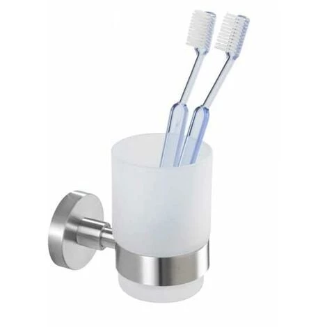 WENKO Porte Brosse à Dent Mural, Gobelet Salle De Bain Mural, Uno Bosio, Verre - Fixation En Acier Inox, 7x9,5x10,5 Cm, Mat - Mat 3 WENKO Porte Brosse à Dent Mural, Gobelet Salle De Bain Mural, Uno Bosio, Verre - Fixation En Acier Inox, 7x9,5x10,5 Cm, Mat - Mat
