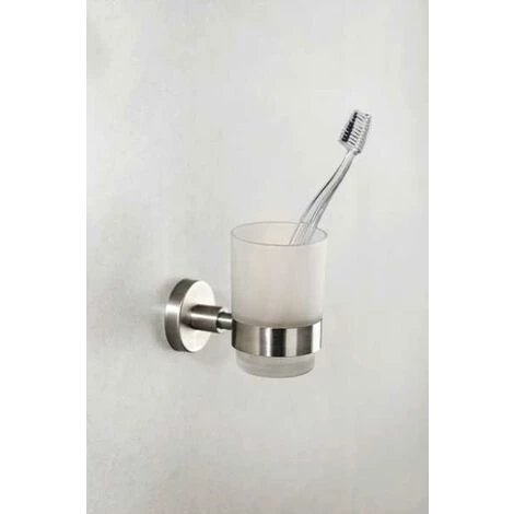 WENKO Porte Brosse à Dent Mural, Gobelet Salle De Bain Mural, Uno Bosio, Verre - Fixation En Acier Inox, 7x9,5x10,5 Cm, Mat - Mat 5 WENKO Porte Brosse à Dent Mural, Gobelet Salle De Bain Mural, Uno Bosio, Verre - Fixation En Acier Inox, 7x9,5x10,5 Cm, Mat - Mat – Image 3