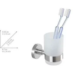 WENKO Porte Brosse à Dent Mural, Gobelet Salle De Bain Mural, Uno Bosio, Verre - Fixation En Acier Inox, 7x9,5x10,5 Cm, Mat - Mat 10 WENKO Porte Brosse à Dent Mural, Gobelet Salle De Bain Mural, Uno Bosio, Verre - Fixation En Acier Inox, 7x9,5x10,5 Cm, Mat - Mat -WENKO Soldes 6579973 4