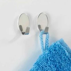 WENKO Crochet Mural Porte Serviette, Lot De 4 Crochets Muraux Porte Manteau, Fixation Sans Perçage, Adhésif Puissant, Design Ovale, Acier Inoxydable, 2,6x1,5x1,5 Cm, Brillant - Brillant -WENKO Soldes 6579976 2