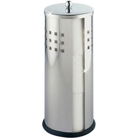 WENKO Rangement Papier Toilette Ancona, Stockeur Papier Toilette, 3 Rouleaux, Acier Inox, Ø 13x34 Cm, Brillant - Brillant 3 WENKO Rangement Papier Toilette Ancona, Stockeur Papier Toilette, 3 Rouleaux, Acier Inox, Ø 13x34 Cm, Brillant - Brillant