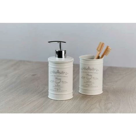 WENKO Gobelet Salle De Bain, Porte Brosse à Dent Home, Acier, Ø 7,5x11,5 Cm, Crème - Beige - Crème 6 WENKO Gobelet Salle De Bain, Porte Brosse à Dent Home, Acier, Ø 7,5x11,5 Cm, Crème - Beige - Crème – Image 4