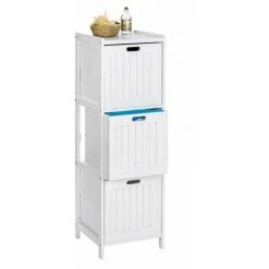 WENKO Meuble Salle De Bain Oslo Avec 3 Tiroirs De Rangement, Bois Verni Blanc, 36x112x36 Cm, Blanc 8 WENKO Meuble Salle De Bain Oslo Avec 3 Tiroirs De Rangement, Bois Verni Blanc, 36x112x36 Cm, Blanc -WENKO Soldes 6579991 3
