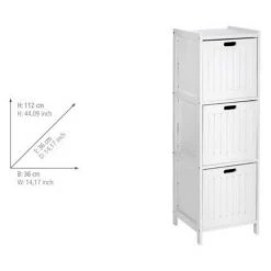 WENKO Meuble Salle De Bain Oslo Avec 3 Tiroirs De Rangement, Bois Verni Blanc, 36x112x36 Cm, Blanc 9 WENKO Meuble Salle De Bain Oslo Avec 3 Tiroirs De Rangement, Bois Verni Blanc, 36x112x36 Cm, Blanc -WENKO Soldes 6579991 4