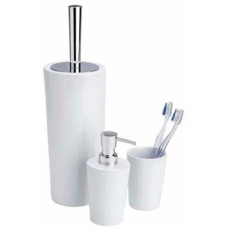 WENKO Porte Brosse WC Coni, Design Fermé, Brosse WC Noire, Céramique, Ø11,5x37 Cm, Blanc - Blanc 5 WENKO Porte Brosse WC Coni, Design Fermé, Brosse WC Noire, Céramique, Ø11,5x37 Cm, Blanc - Blanc – Image 3