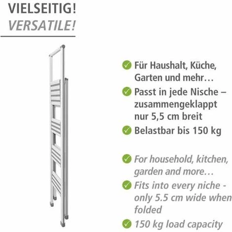 WENKO Escabeau 4 Marches, Escabeau Pliant Design, Aluminium, Blanc 5 WENKO Escabeau 4 Marches, Escabeau Pliant Design, Aluminium, Blanc – Image 4