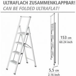WENKO Escabeau 4 Marches, Escabeau Pliant Design, Aluminium, Blanc 10 WENKO Escabeau 4 Marches, Escabeau Pliant Design, Aluminium, Blanc -WENKO Soldes 6580002 5