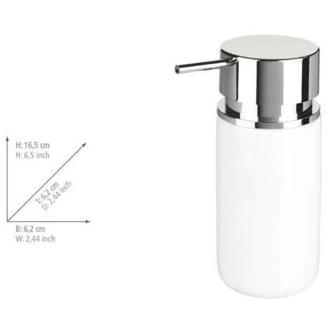 WENKO Distributeur Savon Liquide Silo, Distributeur Liquide Vaisselle, Capacité 250 Ml, Céramique, Ø 6,2x16,5 Cm, Blanc - Blanc 6 WENKO Distributeur Savon Liquide Silo, Distributeur Liquide Vaisselle, Capacité 250 Ml, Céramique, Ø 6,2x16,5 Cm, Blanc - Blanc – Image 4