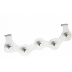 WENKO Patère De Porte à Suspendre Garda, 5 Crochets De Porte Pour Les Serviettes Ou Les Manteaux, Fixation Sans Perçage, Acier Inoxydable, 39x11x4,5 Cm, Mat - Mat