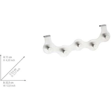 WENKO Patère De Porte à Suspendre Garda, 5 Crochets De Porte Pour Les Serviettes Ou Les Manteaux, Fixation Sans Perçage, Acier Inoxydable, 39x11x4,5 Cm, Mat - Mat 6 WENKO Patère De Porte à Suspendre Garda, 5 Crochets De Porte Pour Les Serviettes Ou Les Manteaux, Fixation Sans Perçage, Acier Inoxydable, 39x11x4,5 Cm, Mat - Mat – Image 4