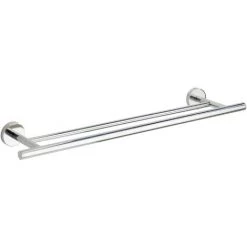 WENKO Porte Serviette Salle De Bain Mural, Barre Porte Serviettes Duo Bosio Shine, Acier Inox, 60x5,5x14 Cm, Brillant