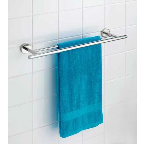 WENKO Porte Serviette Salle De Bain Mural, Barre Porte Serviettes Duo Bosio Shine, Acier Inox, 60x5,5x14 Cm, Brillant 6 WENKO Porte Serviette Salle De Bain Mural, Barre Porte Serviettes Duo Bosio Shine, Acier Inox, 60x5,5x14 Cm, Brillant – Image 4