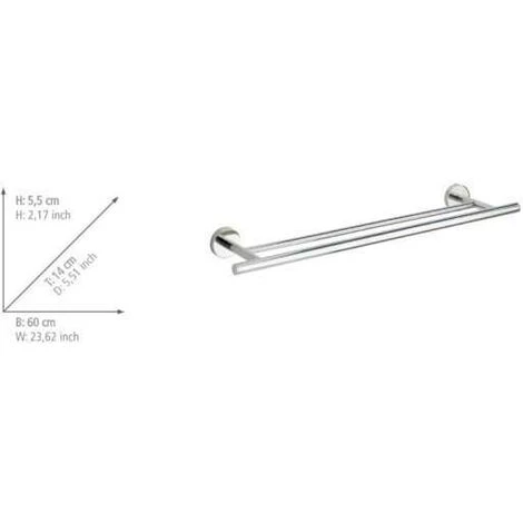 WENKO Porte Serviette Salle De Bain Mural, Barre Porte Serviettes Duo Bosio Shine, Acier Inox, 60x5,5x14 Cm, Brillant 7 WENKO Porte Serviette Salle De Bain Mural, Barre Porte Serviettes Duo Bosio Shine, Acier Inox, 60x5,5x14 Cm, Brillant – Image 5