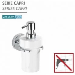 WENKO Distributeur Savon Liquide Mural Capri, Vacuum-Loc® Fixation Sans Perçage, Capacité 330 Ml, Utilisation Dans La Salle De Bain Et La Cuisine, Céramique - Zinc, 8x17x13 Cm, Blanc - Brillant - Chromé 8 WENKO Distributeur Savon Liquide Mural Capri, Vacuum-Loc® Fixation Sans Perçage, Capacité 330 Ml, Utilisation Dans La Salle De Bain Et La Cuisine, Céramique - Zinc, 8x17x13 Cm, Blanc - Brillant - Chromé -WENKO Soldes 6580020 2