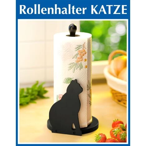 WENKO Porte Essuie Tout, Porte Sopalin, Vertical, Design Chat, Pour Tous Les Rouleaux D'essuie Tout De Taille Standard, MDF - Dérouleur Bois, 15x30x15 Cm, Noir - Noir 4 WENKO Porte Essuie Tout, Porte Sopalin, Vertical, Design Chat, Pour Tous Les Rouleaux D'essuie Tout De Taille Standard, MDF - Dérouleur Bois, 15x30x15 Cm, Noir - Noir – Image 2