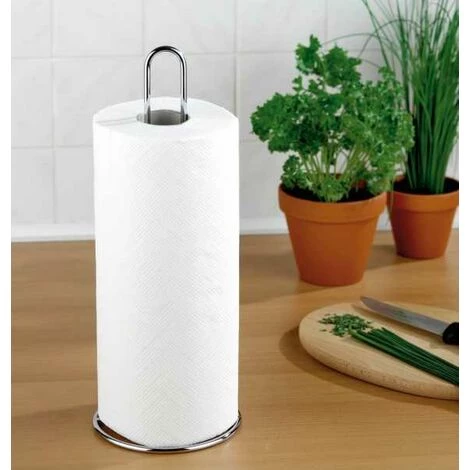 WENKO Porte Essuie Tout, Porte Sopalin, Vertical, Métal Chromé, 12x32x12 Cm, Argent Brillant - Argent Brillant 4 WENKO Porte Essuie Tout, Porte Sopalin, Vertical, Métal Chromé, 12x32x12 Cm, Argent Brillant - Argent Brillant – Image 2