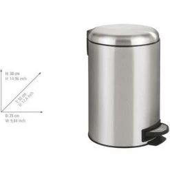 WENKO Poubelle Salle De Bain Leman 12L, Poubelle à Pédale Avec Frein De Chute Easy Close, Acier Inox, 25x38x32cm, Mat - Satiné 7 WENKO Poubelle Salle De Bain Leman 12L, Poubelle à Pédale Avec Frein De Chute Easy Close, Acier Inox, 25x38x32cm, Mat - Satiné -WENKO Soldes 6580051 3