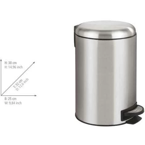 WENKO Poubelle Salle De Bain Leman 12L, Poubelle à Pédale Avec Frein De Chute Easy Close, Acier Inox, 25x38x32cm, Mat - Satiné 5 WENKO Poubelle Salle De Bain Leman 12L, Poubelle à Pédale Avec Frein De Chute Easy Close, Acier Inox, 25x38x32cm, Mat - Satiné – Image 3