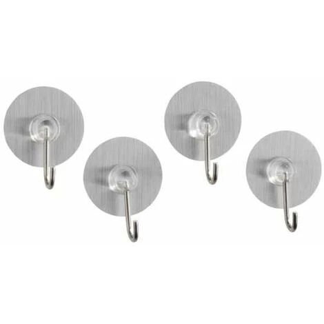 WENKO Static-Loc® Crochet Adhésif Mural ø3.8 Cm, Argent, Lot De 4 - Argent 3 WENKO Static-Loc® Crochet Adhésif Mural ø3.8 Cm, Argent, Lot De 4 - Argent