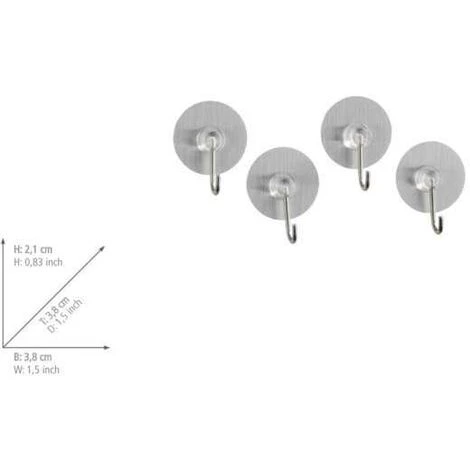 WENKO Static-Loc® Crochet Adhésif Mural ø3.8 Cm, Argent, Lot De 4 - Argent 7 WENKO Static-Loc® Crochet Adhésif Mural ø3.8 Cm, Argent, Lot De 4 - Argent – Image 5