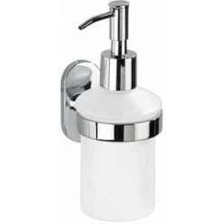 WENKO Distributeur De Savon Liquide Mural Puerto Rico, Power-Loc® Fixation Sans Perçage, Zinc - Verre, 7x17x10 Cm, Brillant - Satiné - Chromé