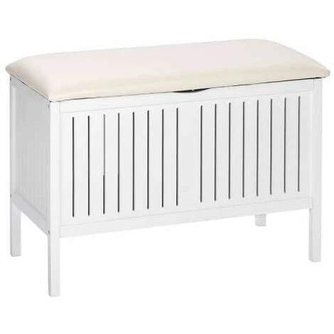 WENKO Banc Salle De Bain Oslo, Banc Coffre Bois Salle De Bain Style Scandinave, Bois, 78 X 55 X 39 Cm, Blanc 3 WENKO Banc Salle De Bain Oslo, Banc Coffre Bois Salle De Bain Style Scandinave, Bois, 78 X 55 X 39 Cm, Blanc
