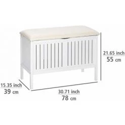 WENKO Banc Salle De Bain Oslo, Banc Coffre Bois Salle De Bain Style Scandinave, Bois, 78 X 55 X 39 Cm, Blanc 10 WENKO Banc Salle De Bain Oslo, Banc Coffre Bois Salle De Bain Style Scandinave, Bois, 78 X 55 X 39 Cm, Blanc -WENKO Soldes 6580074 4