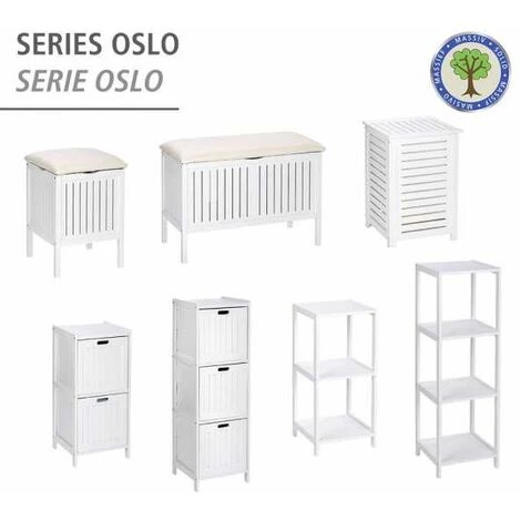 WENKO Banc Salle De Bain Oslo, Banc Coffre Bois Salle De Bain Style Scandinave, Bois, 78 X 55 X 39 Cm, Blanc 7 WENKO Banc Salle De Bain Oslo, Banc Coffre Bois Salle De Bain Style Scandinave, Bois, 78 X 55 X 39 Cm, Blanc – Image 5