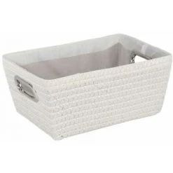WENKO Panier rangement De salle de bain Avec Poignée Chromo, corbeille De Rangement, Polypropylène, 28x12x19,5 Cm, Blanc - Blanc
