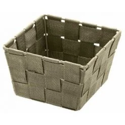 WENKO Petit Panier Salle De Bain Adria Mini Square, rangement Salle De Bain, Polypropylène, 14x9x14 Cm, Taupe - Gris - Taupe