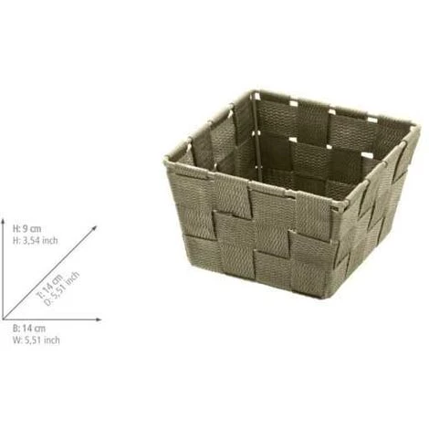 WENKO Petit Panier Salle De Bain Adria Mini Square, rangement Salle De Bain, Polypropylène, 14x9x14 Cm, Taupe - Gris - Taupe 4 WENKO Petit Panier Salle De Bain Adria Mini Square, rangement Salle De Bain, Polypropylène, 14x9x14 Cm, Taupe - Gris - Taupe – Image 2