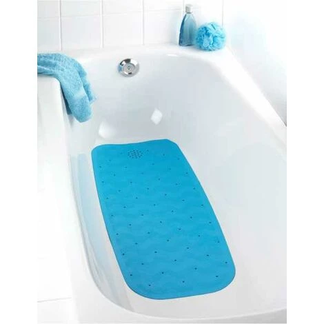 WENKO Tapis De Baignoire, Tapis Antidérapant Baignoire, Caoutchouc Naturel, Bleu, 37x90cm 4 WENKO Tapis De Baignoire, Tapis Antidérapant Baignoire, Caoutchouc Naturel, Bleu, 37x90cm – Image 2