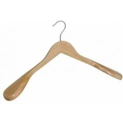 WENKO Cintre Bois Exclusive 45, Cintre Bois Ergonomique Avec Surface Antidérapante Pour Les Manteaux - Costumes - Vestes, Bois Hêtre Naturel, 45x24x5,5 Cm, Marron