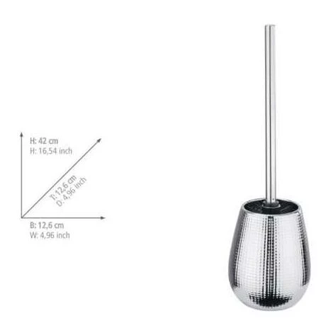 WENKO Porte Brosse WC Céramique Dakar, Brosse WC Noire, Céramique, Ø 12,6x42 Cm, Chromé - Chromé 4 WENKO Porte Brosse WC Céramique Dakar, Brosse WC Noire, Céramique, Ø 12,6x42 Cm, Chromé - Chromé – Image 2
