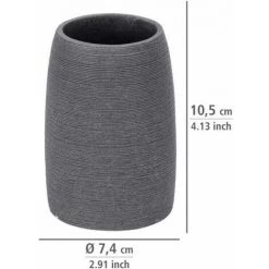 WENKO Gobelet Salle De Bain, Porte Brosse à Dent, Goa, Polyrésine, Ø 7,4x10,5 Cm, Gris - Gris -WENKO Soldes 6580125 3