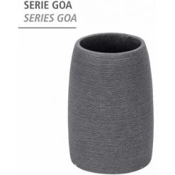 WENKO Gobelet Salle De Bain, Porte Brosse à Dent, Goa, Polyrésine, Ø 7,4x10,5 Cm, Gris - Gris -WENKO Soldes 6580125 4