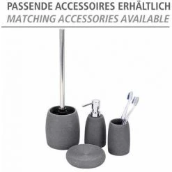 WENKO Gobelet Salle De Bain, Porte Brosse à Dent, Goa, Polyrésine, Ø 7,4x10,5 Cm, Gris - Gris -WENKO Soldes 6580125 5