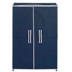 WENKO Rangement Chaussures Tissu, Air Avec 5 étagères Pour 16 Paires De Chaussures, Plastique, 61x90x32 Cm, Bleu - Bleu