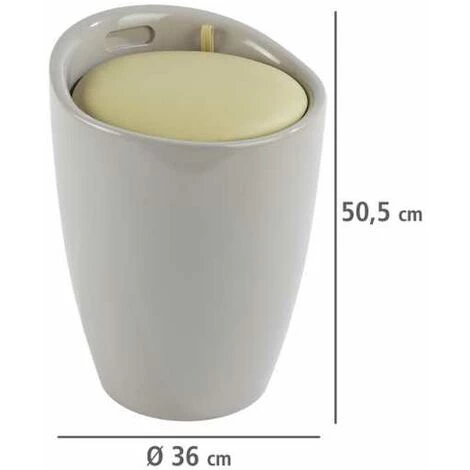 WENKO Tabouret Panier à Linge, Coffre à Linge Et Tabouret Salle De Bain Candy, Coussin Amovible, 20 Litres, Plastique, Ø 36x50,5 Cm, Taupe Pastel 6 WENKO Tabouret Panier à Linge, Coffre à Linge Et Tabouret Salle De Bain Candy, Coussin Amovible, 20 Litres, Plastique, Ø 36x50,5 Cm, Taupe Pastel – Image 4