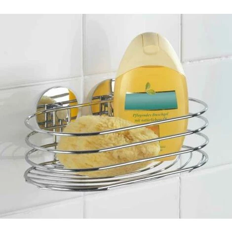 WENKO Etagère Murale Salle De Bain, Panier De Douche Fixation Sans Perçage Turbo-Loc®, Design Arrondi, Acier, 23,5x10,5x13,5 Cm, Chromé - Chromé 6 WENKO Etagère Murale Salle De Bain, Panier De Douche Fixation Sans Perçage Turbo-Loc®, Design Arrondi, Acier, 23,5x10,5x13,5 Cm, Chromé - Chromé – Image 4