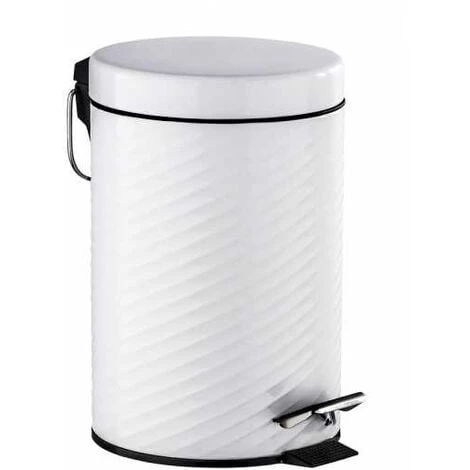 WENKO Petite Poubelle Salle De Bain, Poubelle à Pédale 3L, Spiro, Acier Inox, 17x26x22 Cm, Blanc - Blanc 3 WENKO Petite Poubelle Salle De Bain, Poubelle à Pédale 3L, Spiro, Acier Inox, 17x26x22 Cm, Blanc - Blanc