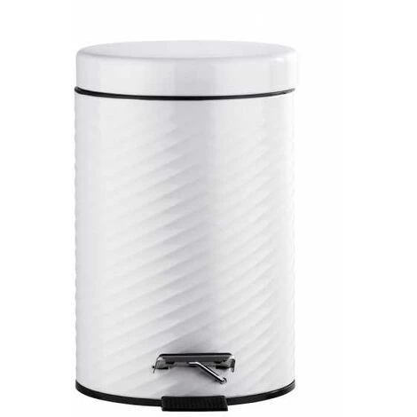 WENKO Petite Poubelle Salle De Bain, Poubelle à Pédale 3L, Spiro, Acier Inox, 17x26x22 Cm, Blanc - Blanc 4 WENKO Petite Poubelle Salle De Bain, Poubelle à Pédale 3L, Spiro, Acier Inox, 17x26x22 Cm, Blanc - Blanc – Image 2