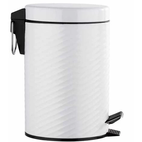 WENKO Petite Poubelle Salle De Bain, Poubelle à Pédale 3L, Spiro, Acier Inox, 17x26x22 Cm, Blanc - Blanc 5 WENKO Petite Poubelle Salle De Bain, Poubelle à Pédale 3L, Spiro, Acier Inox, 17x26x22 Cm, Blanc - Blanc – Image 3
