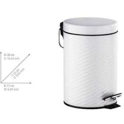 WENKO Petite Poubelle Salle De Bain, Poubelle à Pédale 3L, Spiro, Acier Inox, 17x26x22 Cm, Blanc - Blanc 9 WENKO Petite Poubelle Salle De Bain, Poubelle à Pédale 3L, Spiro, Acier Inox, 17x26x22 Cm, Blanc - Blanc -WENKO Soldes 6580166 4