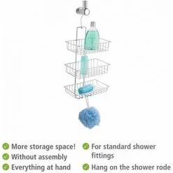 WENKO Etagère De Douche à Suspendre, 3 Paniers De Douche, Nivala, Fixation Sans Perçage, Acier, 22x50x13,5 Cm, Brillant - Chromé 9 WENKO Etagère De Douche à Suspendre, 3 Paniers De Douche, Nivala, Fixation Sans Perçage, Acier, 22x50x13,5 Cm, Brillant - Chromé -WENKO Soldes 6580180 3
